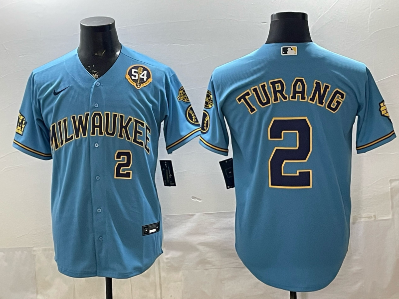 Men 2026 Milwaukee Brewers #2 Turang blue Game Nike MLB Jersey 0403002->milwaukee brewers->MLB Jersey